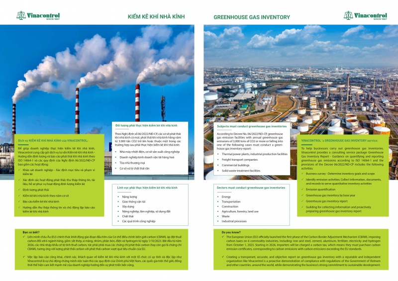 Kiểm kê khí nhà kính; Greenhouse gas inventory với Vinacontrol